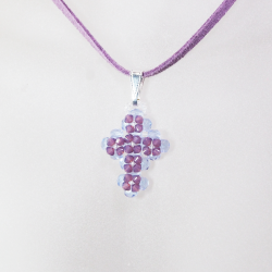 Pendant 45cm - Noga-Mauve Suedine - Pendant 45cm - Laiton argenté